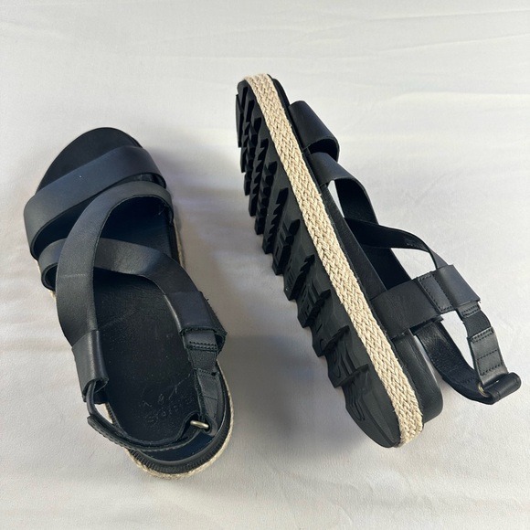 SOREL Roaming Crisscross Jute Sandal 9.5M, BLACK, New! - Picture 2 of 4